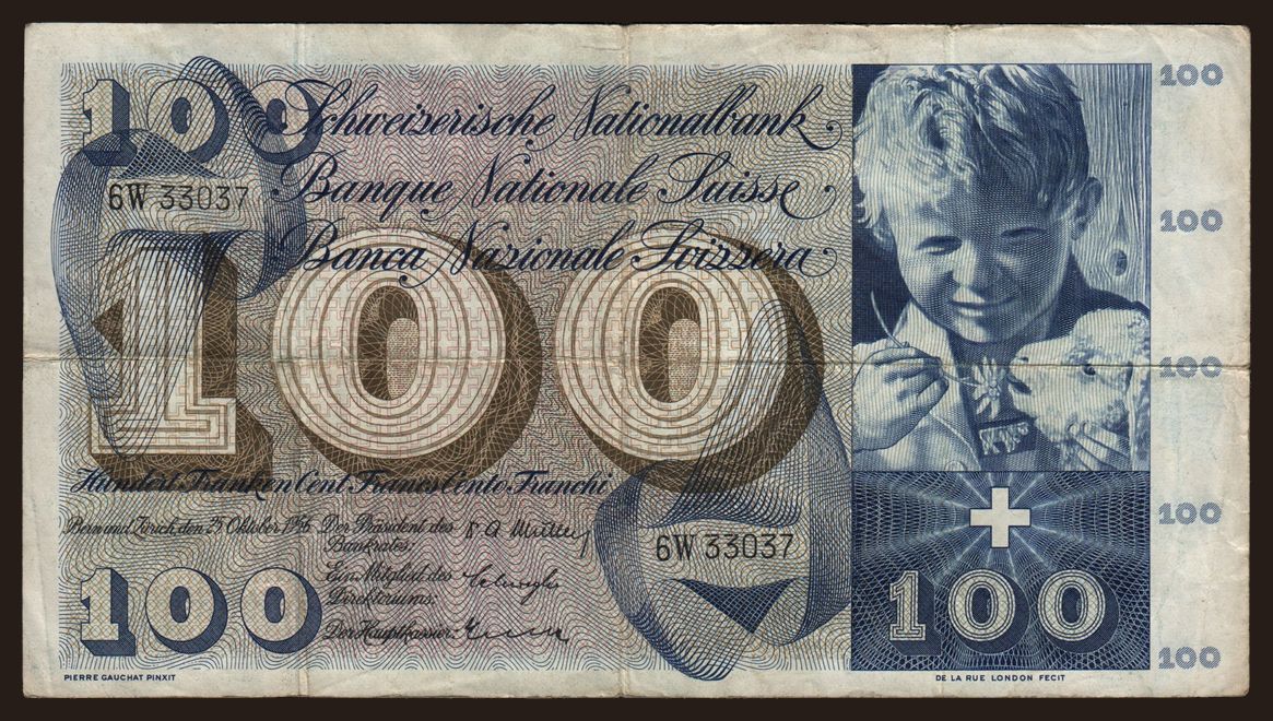 100 francs, 1956