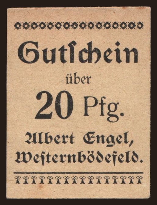 Westernbödenfeld/ Albert Engel, 20 Pfennig, 1919
