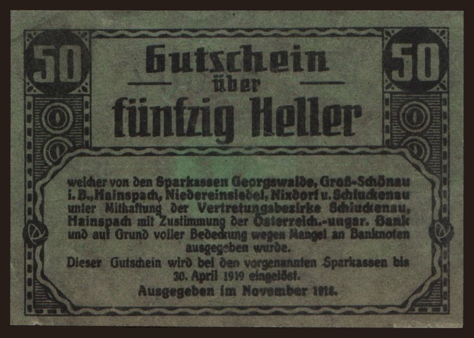 Georgswalde, 50 Heller, 1918
