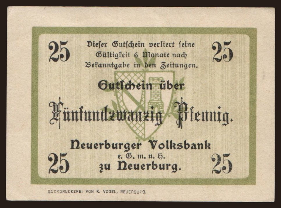 Neuerburg/ Neuerburger Volksbank, 25 Pfennig, 191?