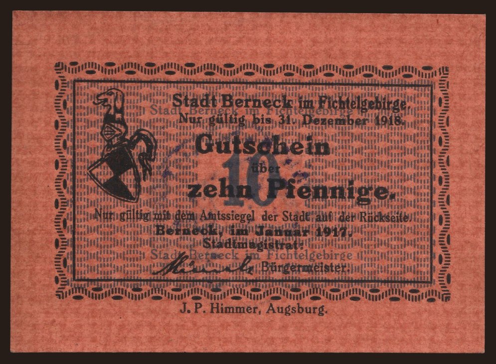 Berneck in Fichtelgebirge, 10 Pfennig, 1917