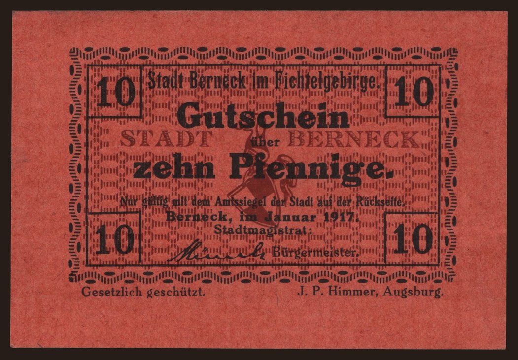 Berneck in Fichtelgebirge, 10 Pfennig, 1917
