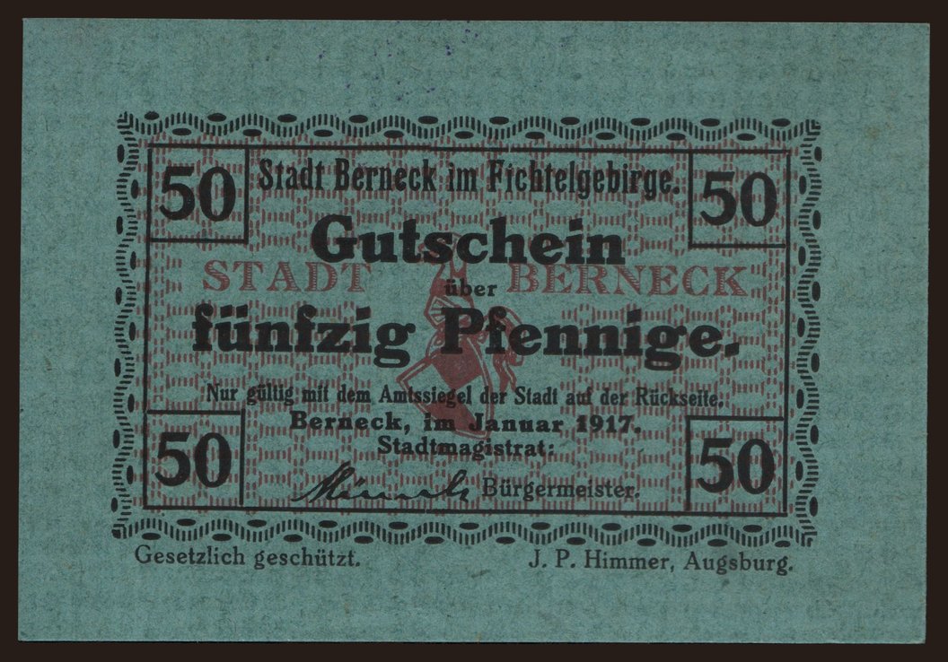 Berneck in Fichtelgebirge, 50 Pfennig, 1917