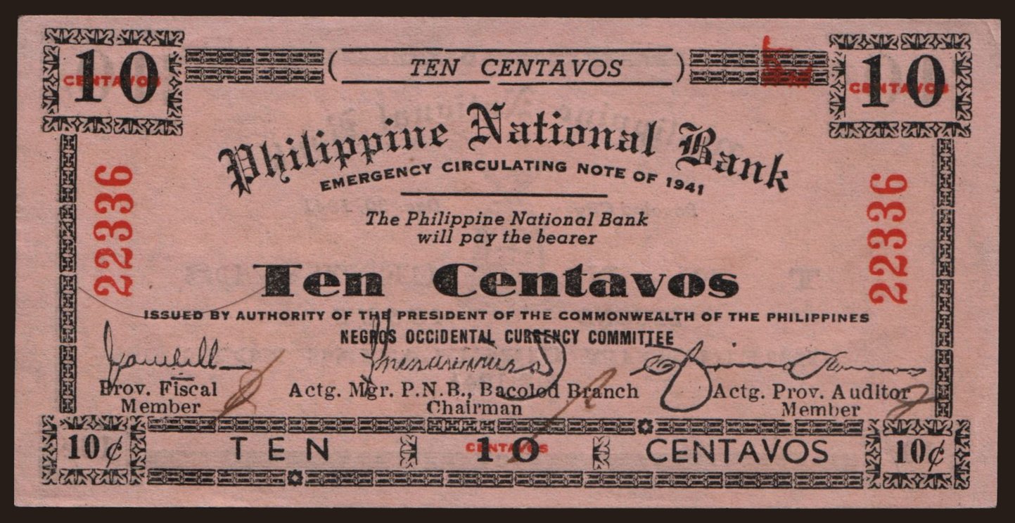 Negros Occidental, 10 centavos, 1941