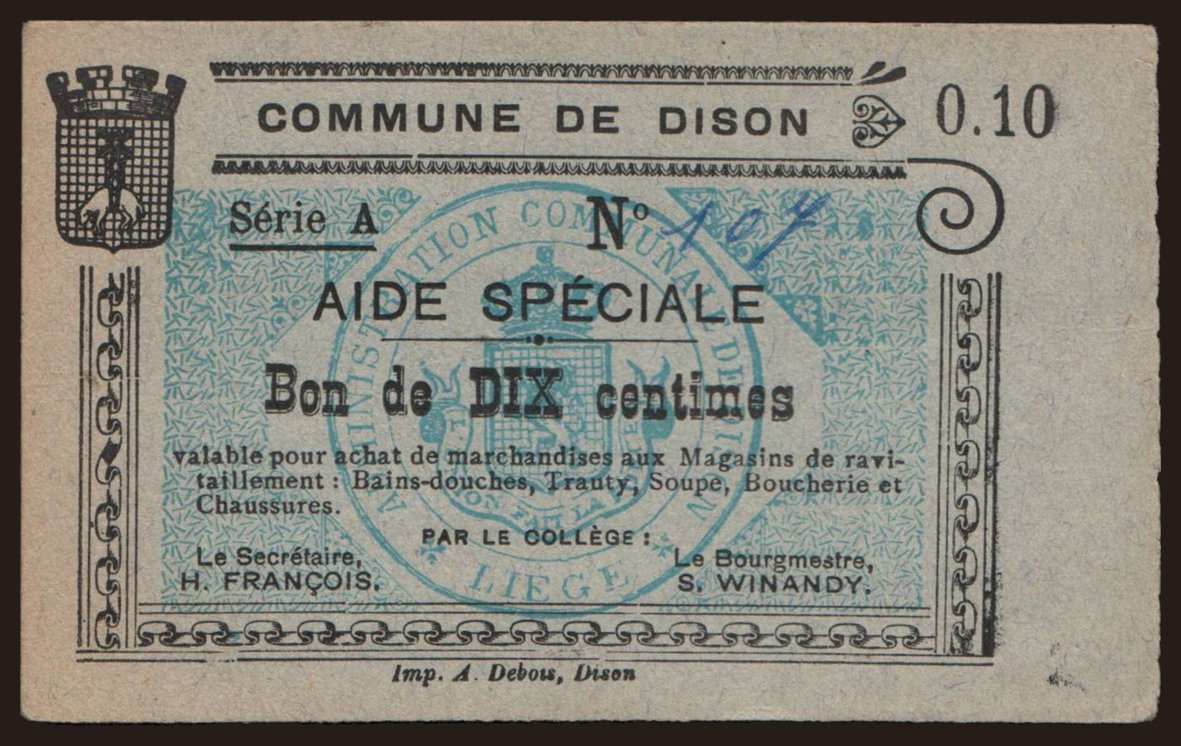 Dison, 10 centimes, 191?