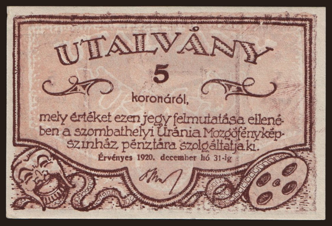 Szombathely/ Uránia, 5 korona, 1920