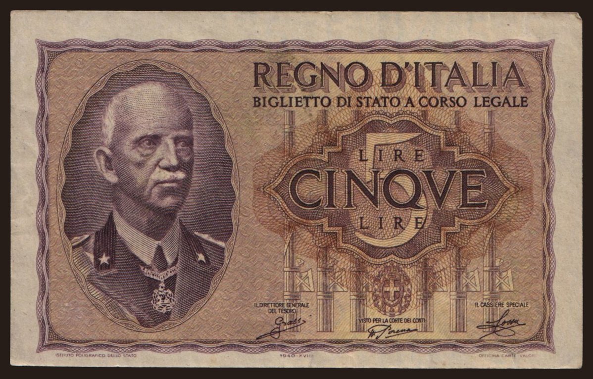 5 lire, 1940