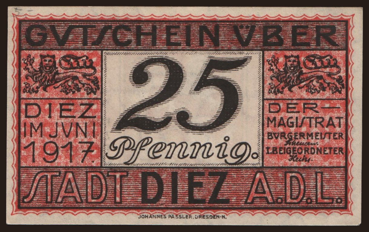 Diez, 25 Pfennig, 1917