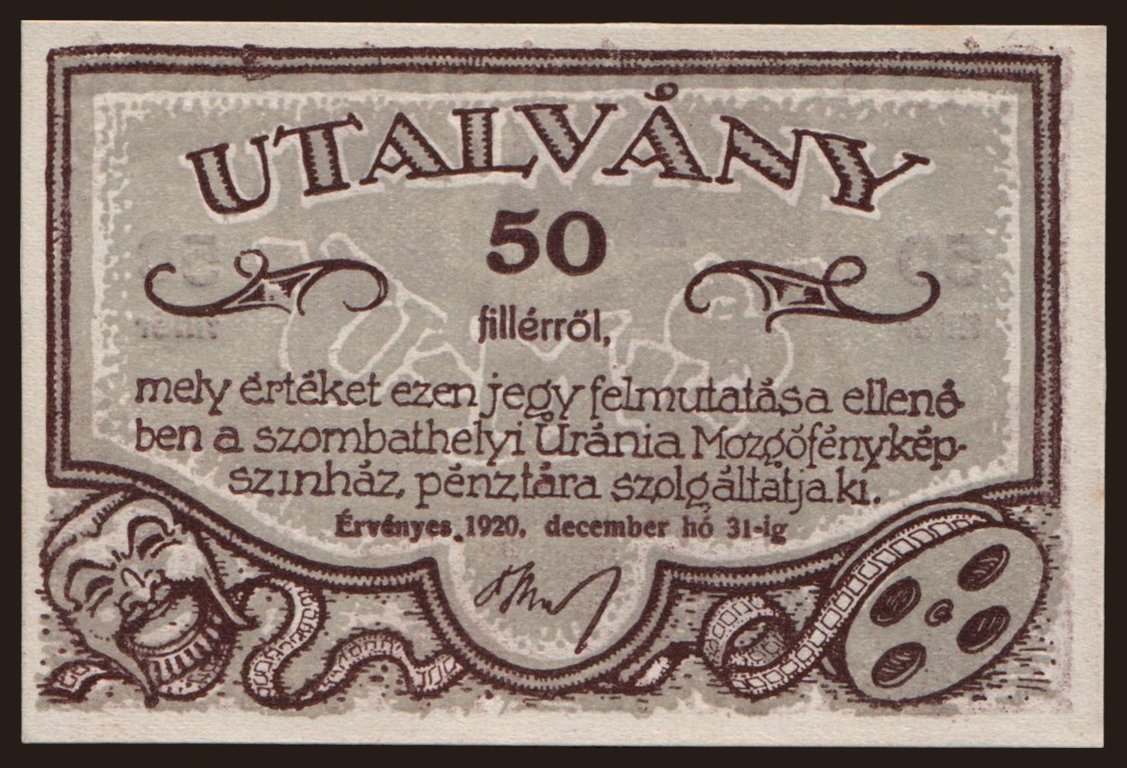 Szombathely/ Uránia, 50 fillér, 1920