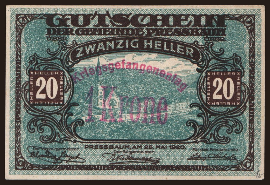 Pressbaum, 1 Krone, 1920