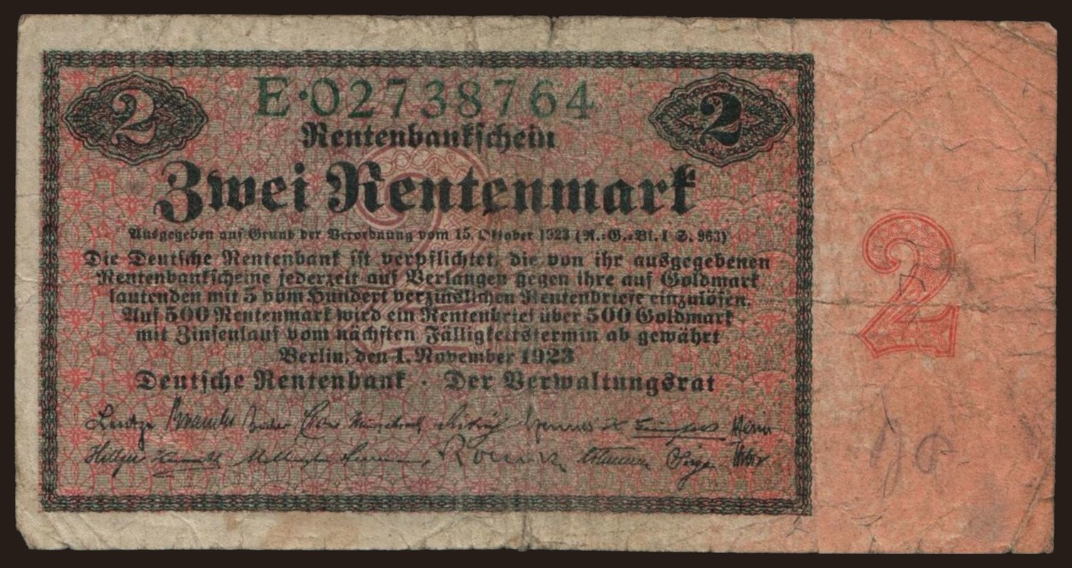 2 Rentenmark, 1923