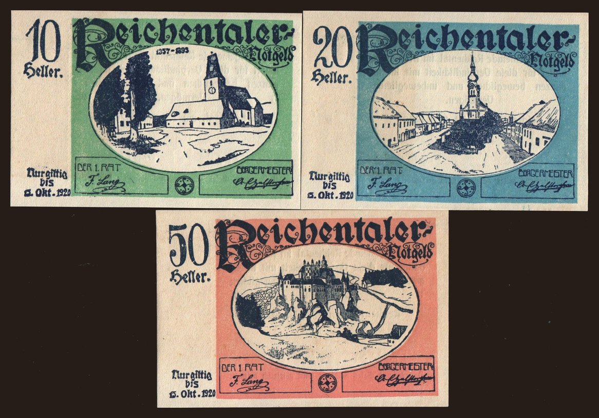 Reichental, 10, 20, 50 Heller, 1920