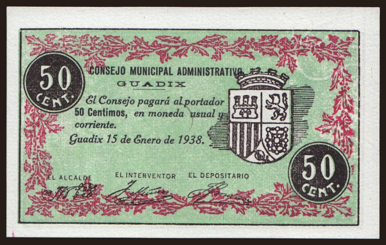 Guadix, 50 centimos, 1938