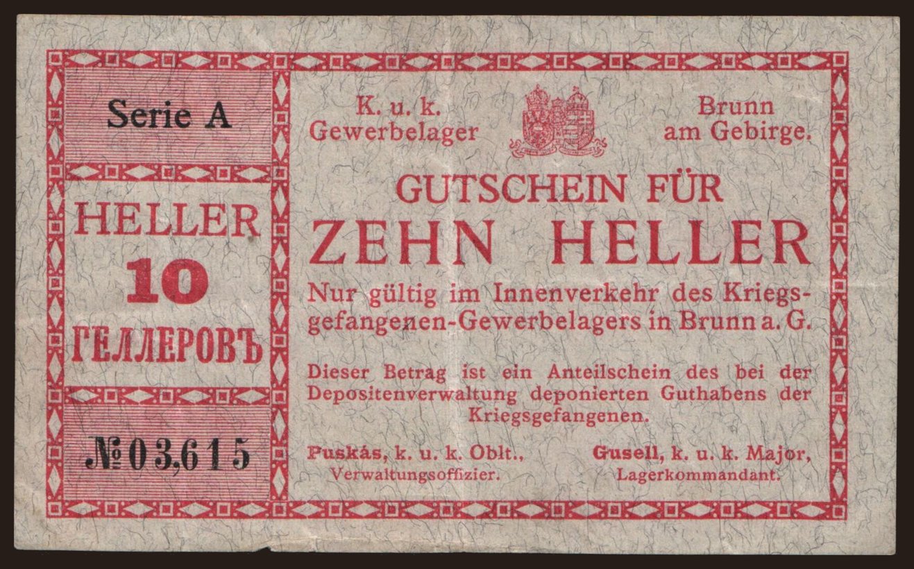 Brunn am Gebirge, 10 Heller, 1916