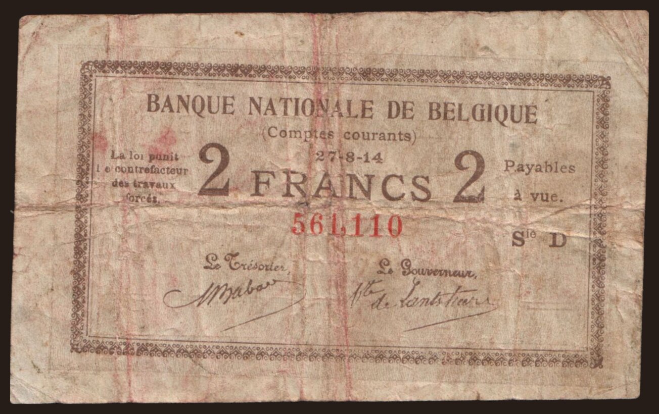 2 francs, 1914