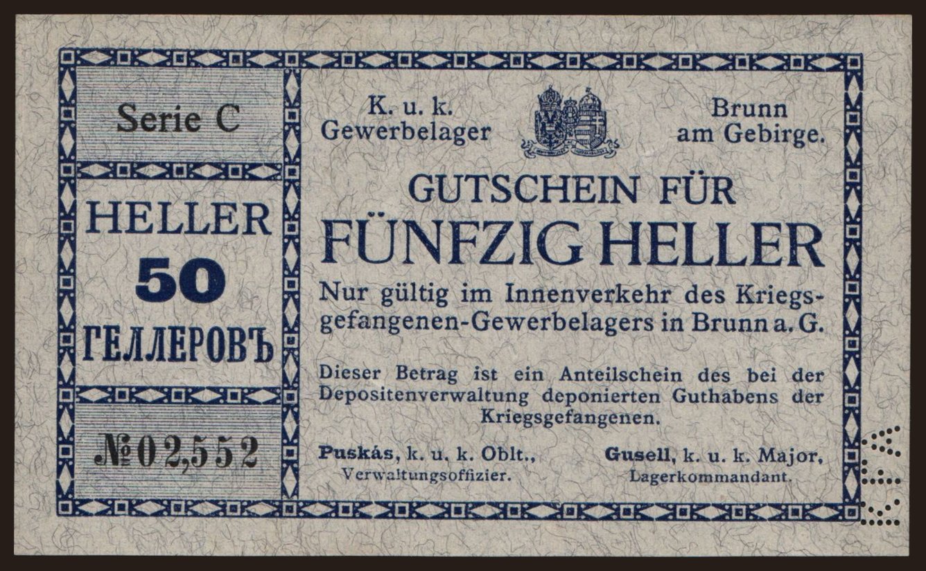 Brunn am Gebirge, 50 Heller, 1916