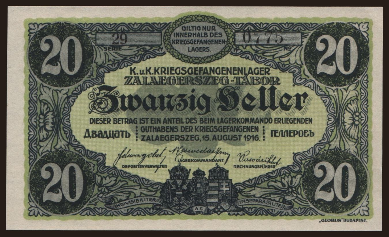 Zalaegerszeg, 20 Heller, 1916