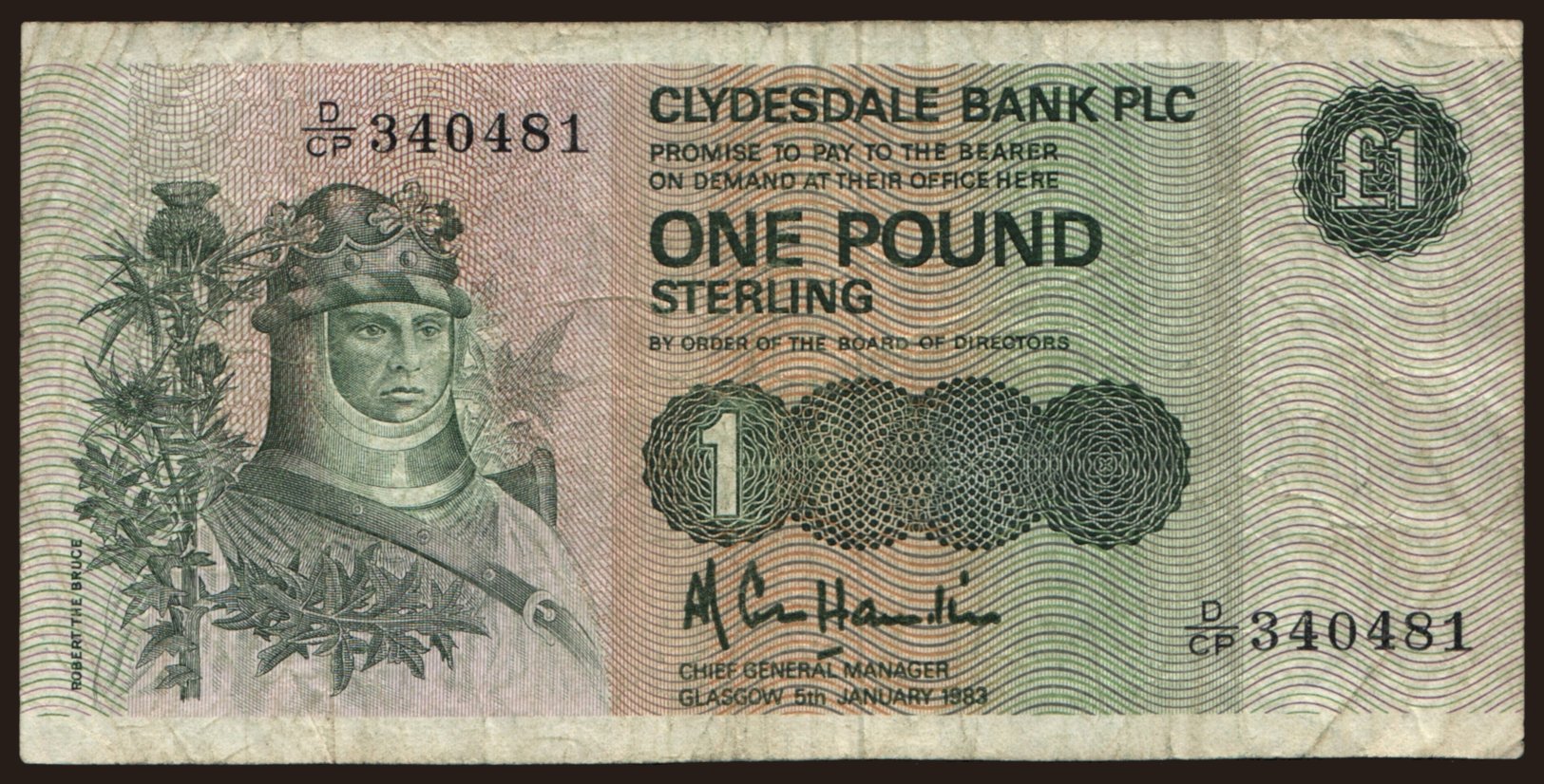 Clydesdale Bank Limited, 1 pound, 1983