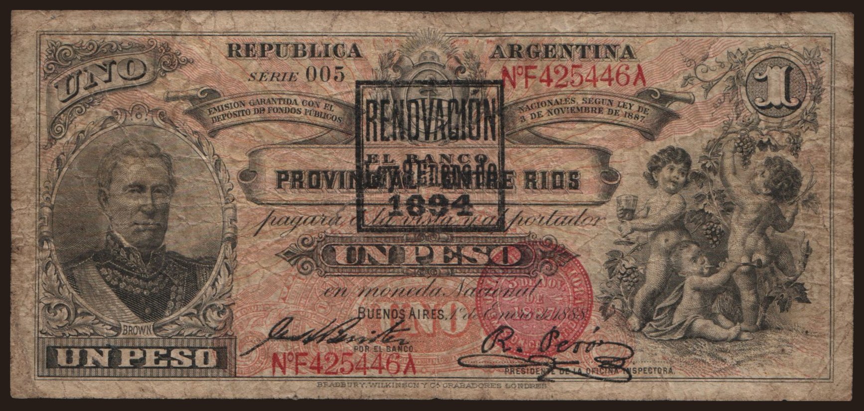 Banco Provincial Entre Rios, 1 peso, 1894