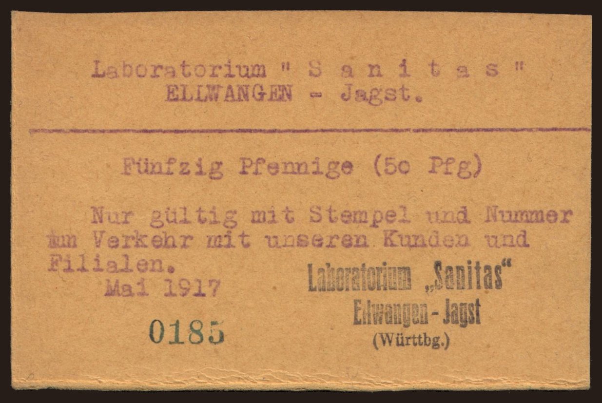 Ellwange/ Laboratorium Sanitas, 50 Pfennig, 1917