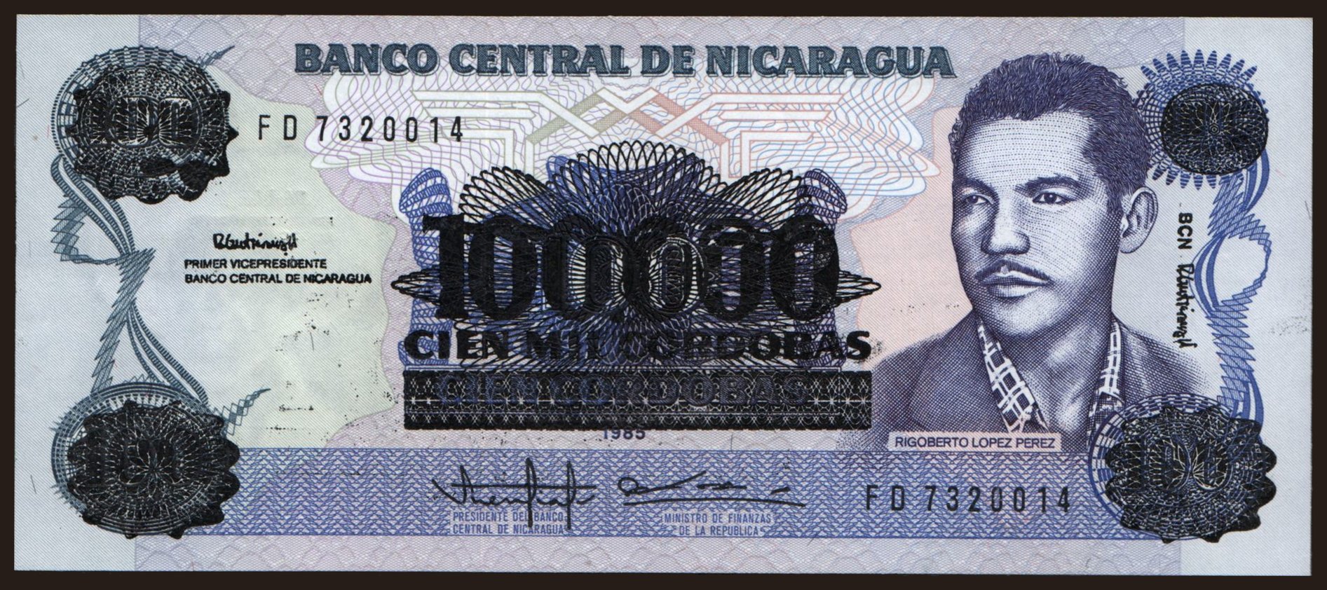 100.000 cordobas, 1989