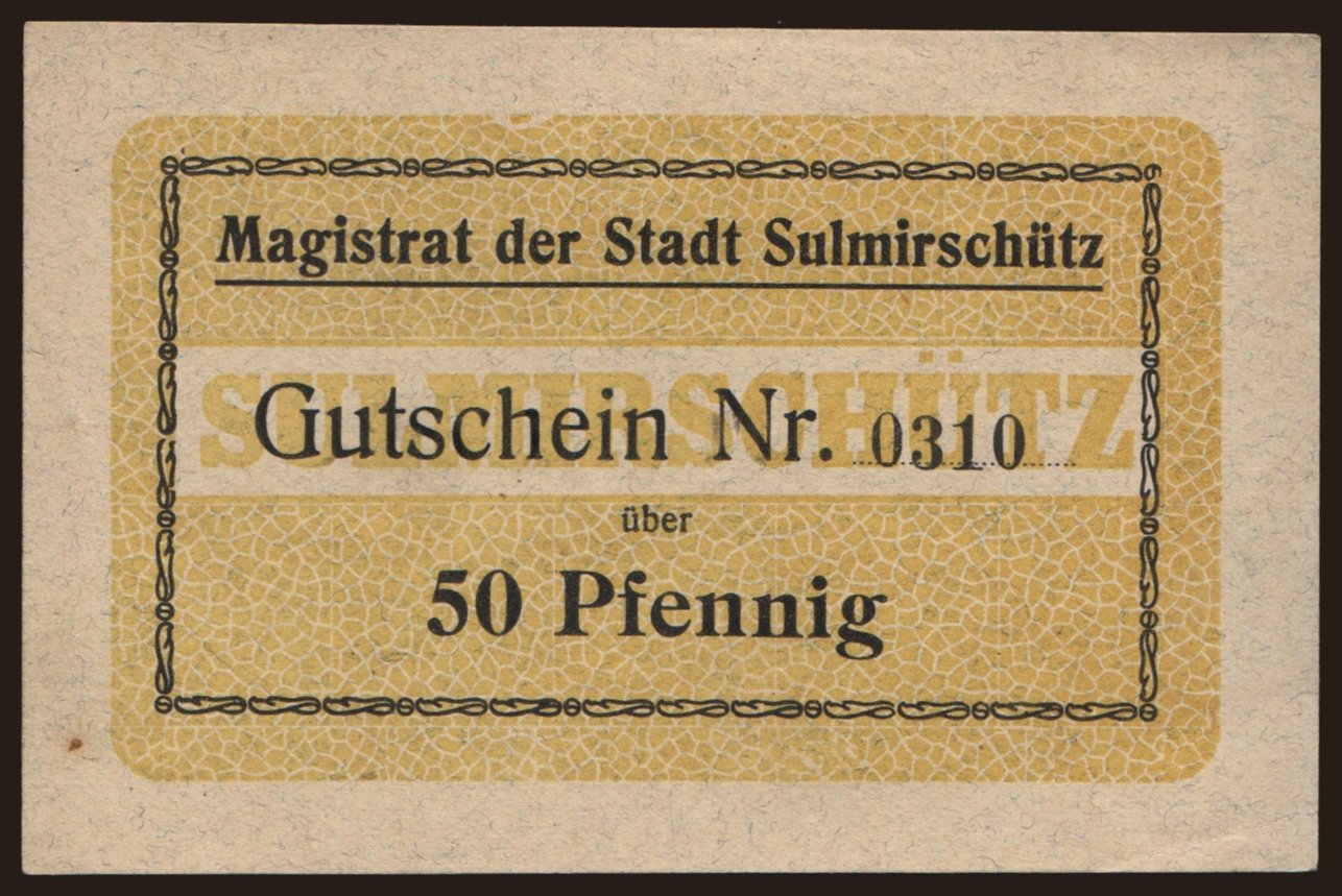 Sulmirschütz(Sulmierzyce),
/ Magistrat, 50 Pfennig, 1914