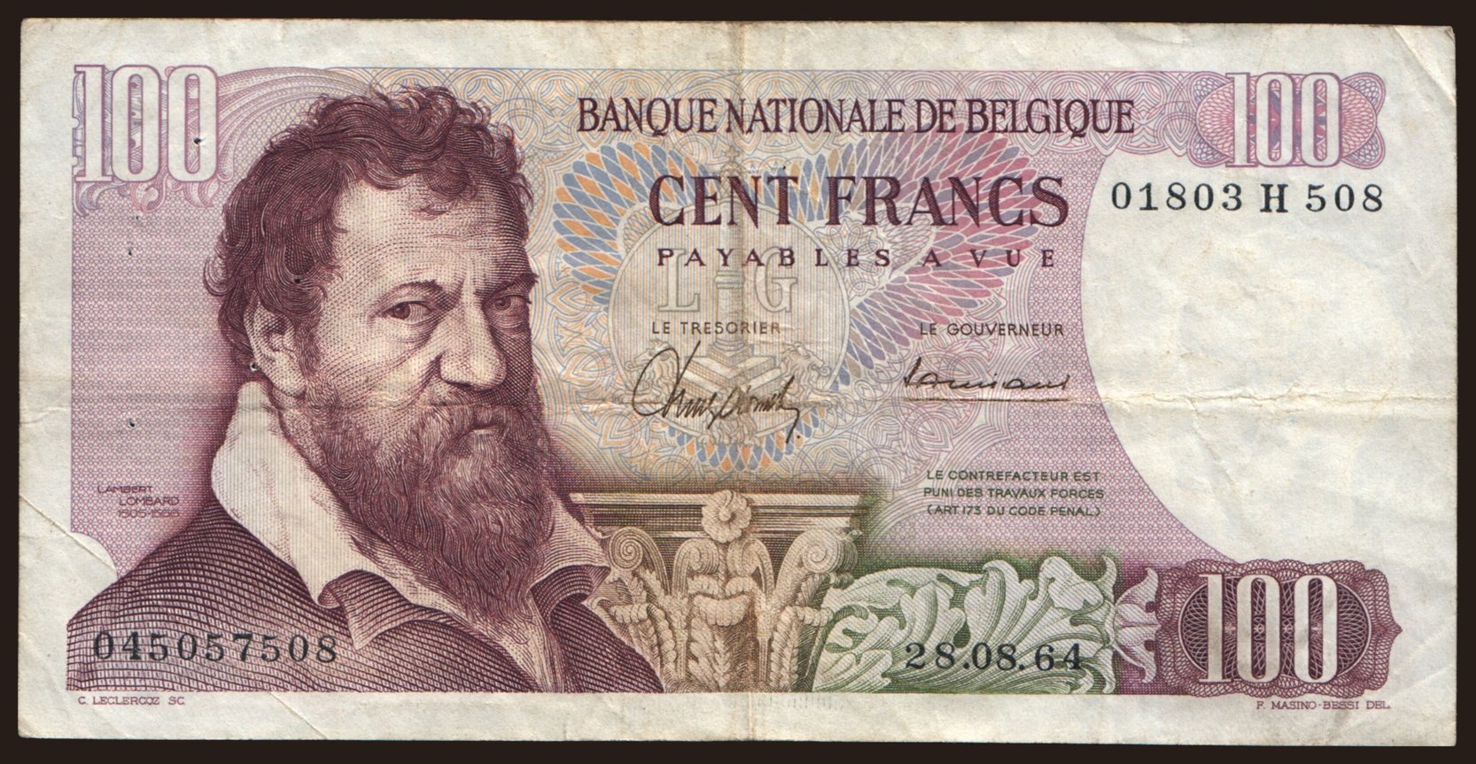 100 francs, 1964