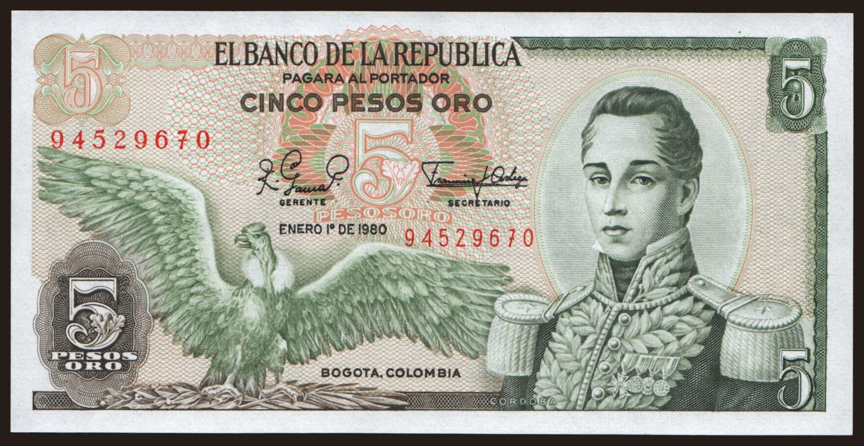 5 pesos, 1980