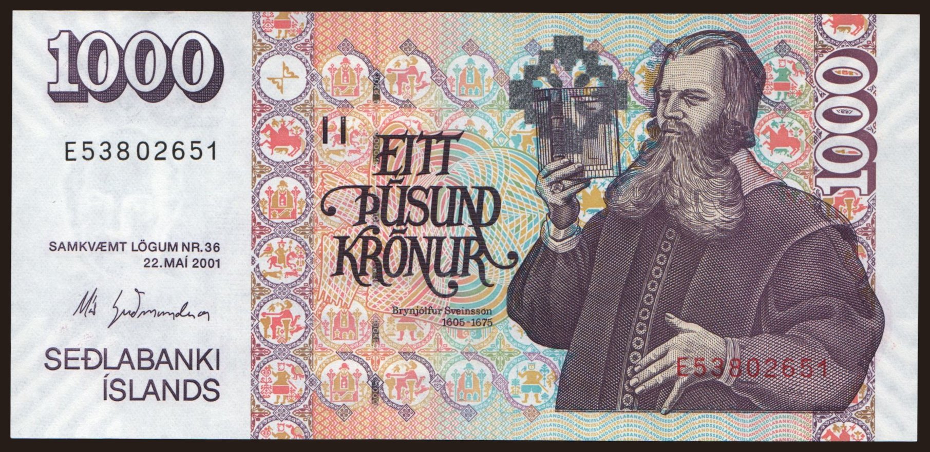 1000 kronur, 2001