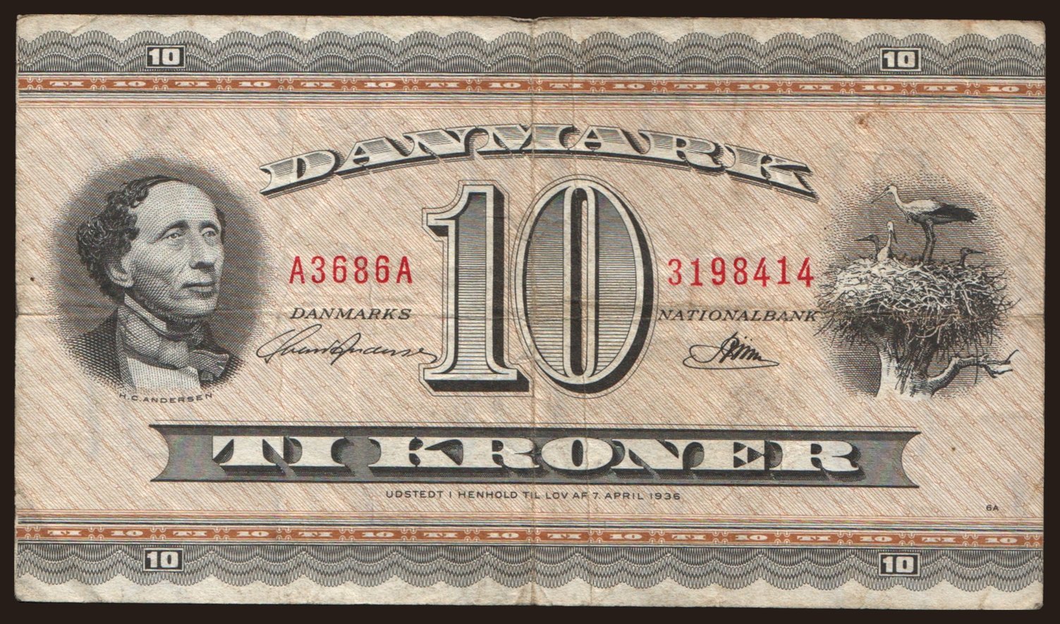 10 kroner, 1936 (1968)