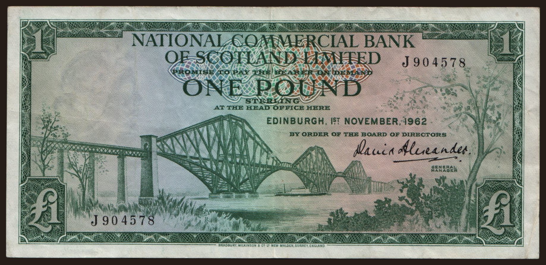 National Commercial Bank of Scotland Limited, 1 Pound, 1962