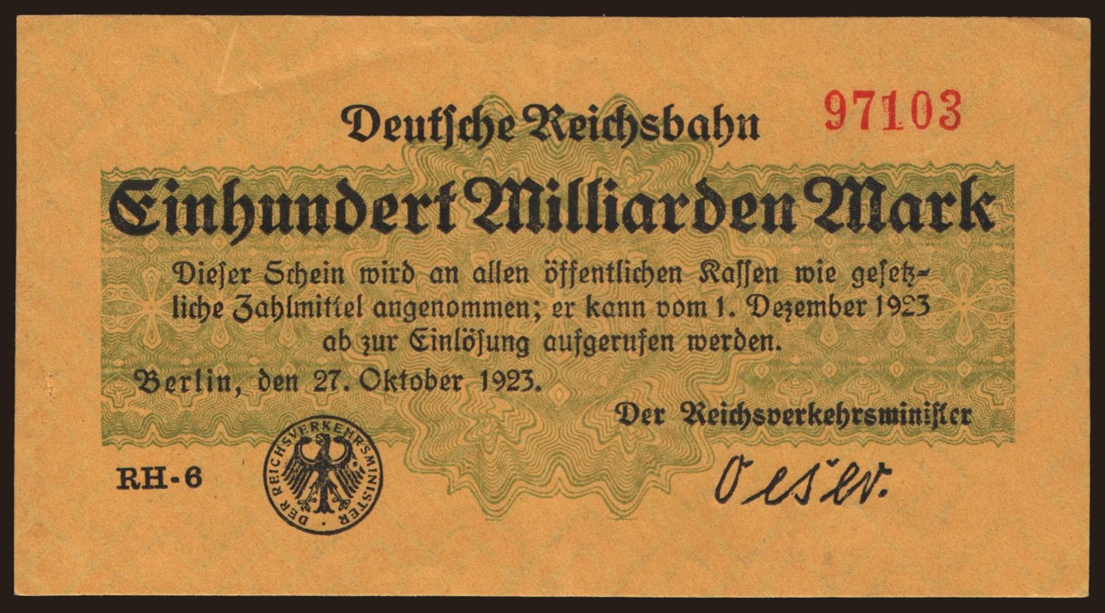Berlin, 100.000.000.000 Mark, 1923