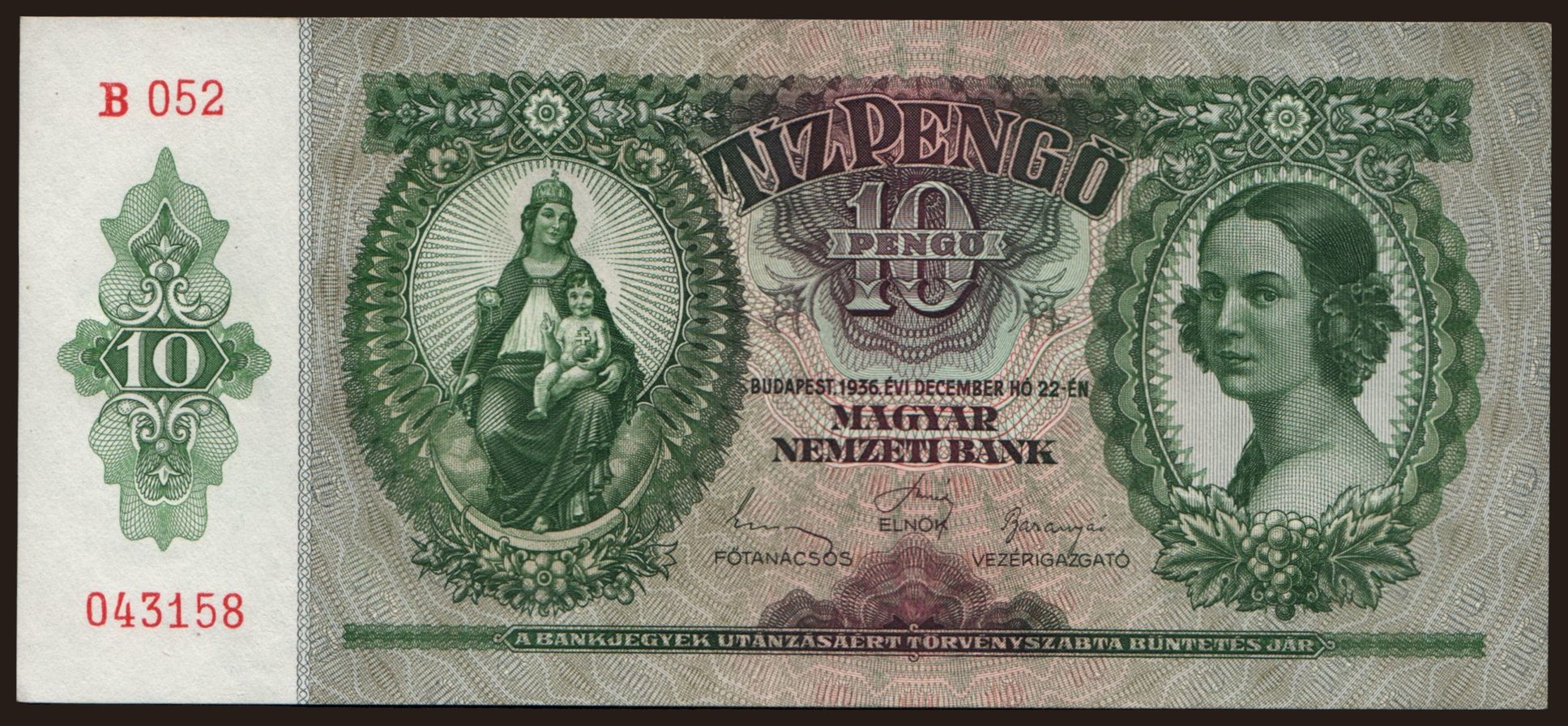 10 pengő, 1936