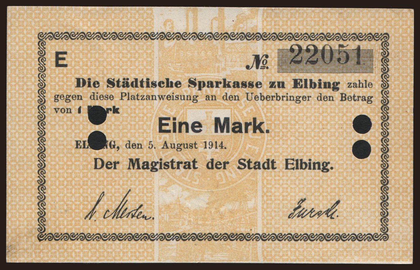 Elbing/ Stadt, 1 Mark, 1914