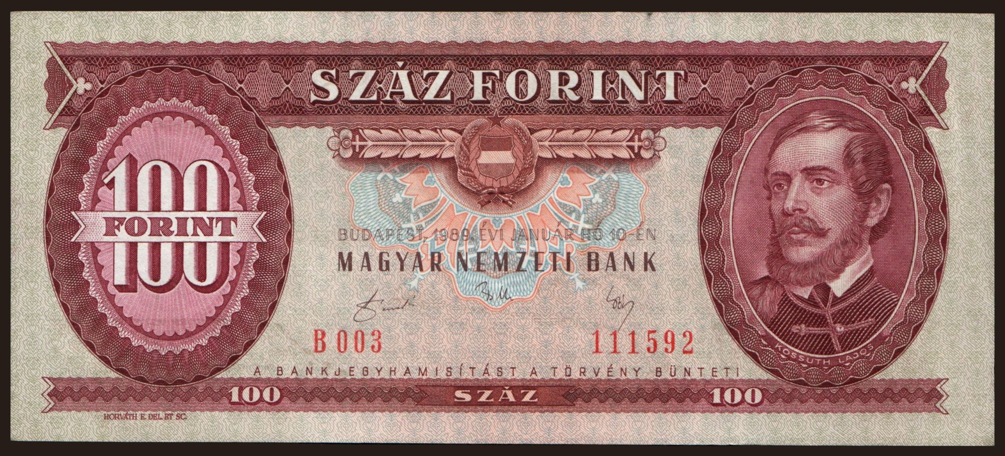 100 forint, 1989