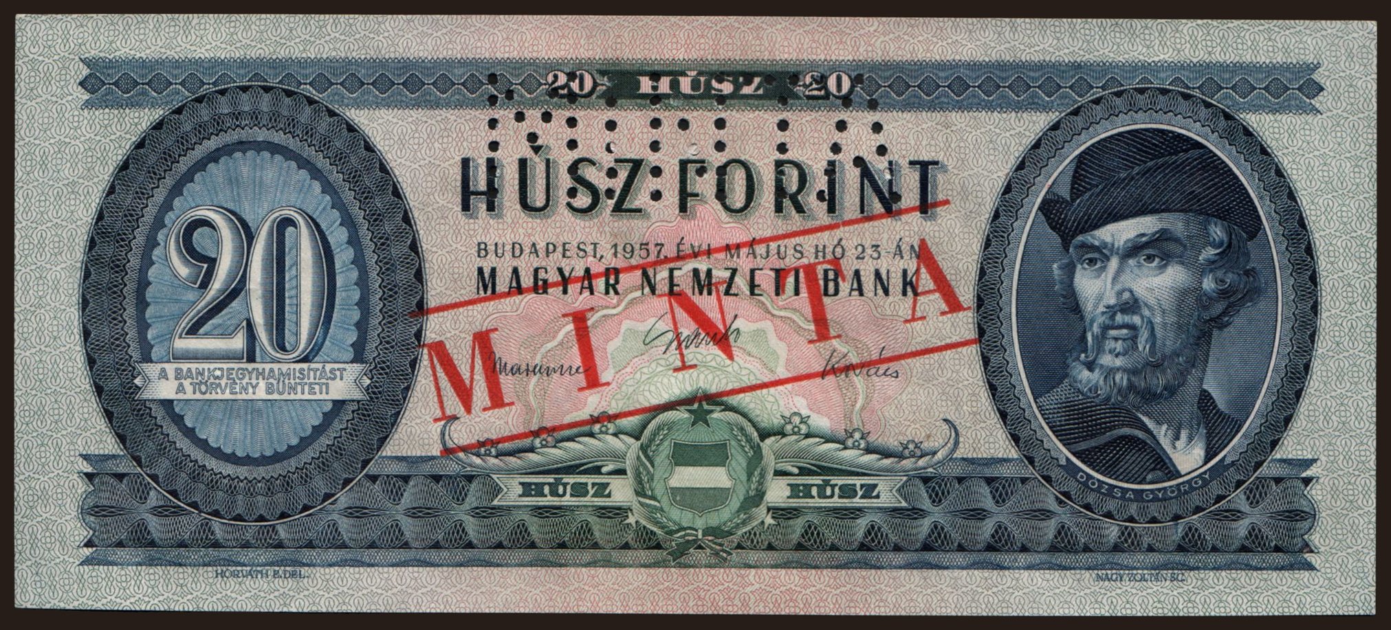 20 forint, 1957, MINTA