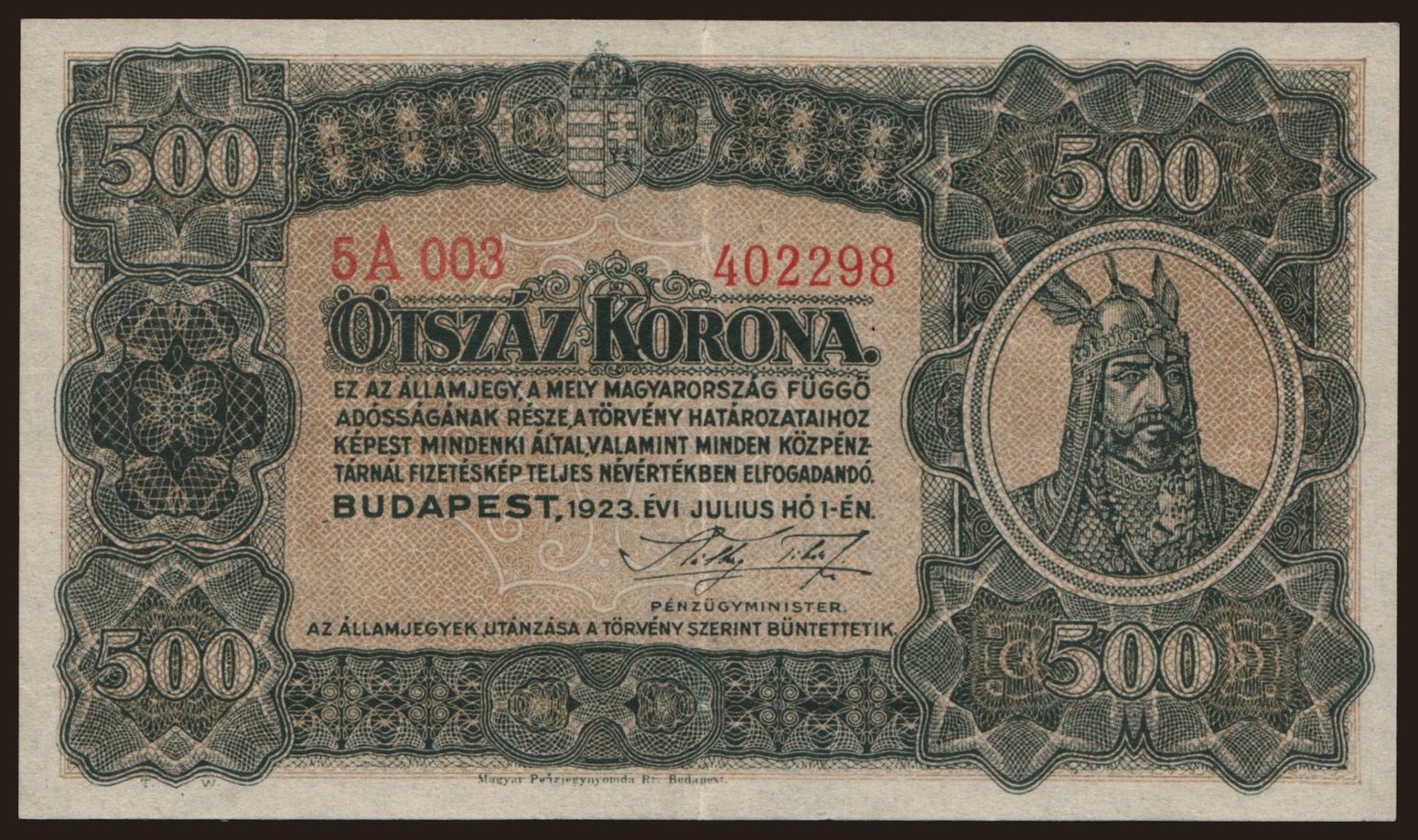 500 korona, 1923