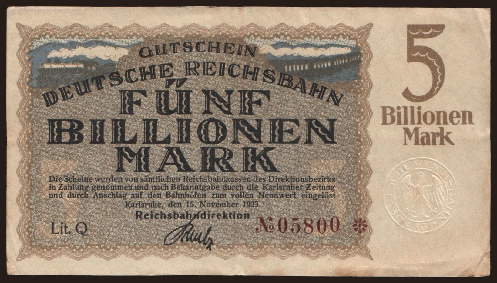 Karlsruhe, 5.000.000.000.000 Mark, 1923
