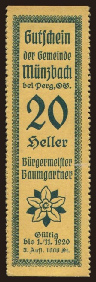 Münzbach, 20 Heller, 1920