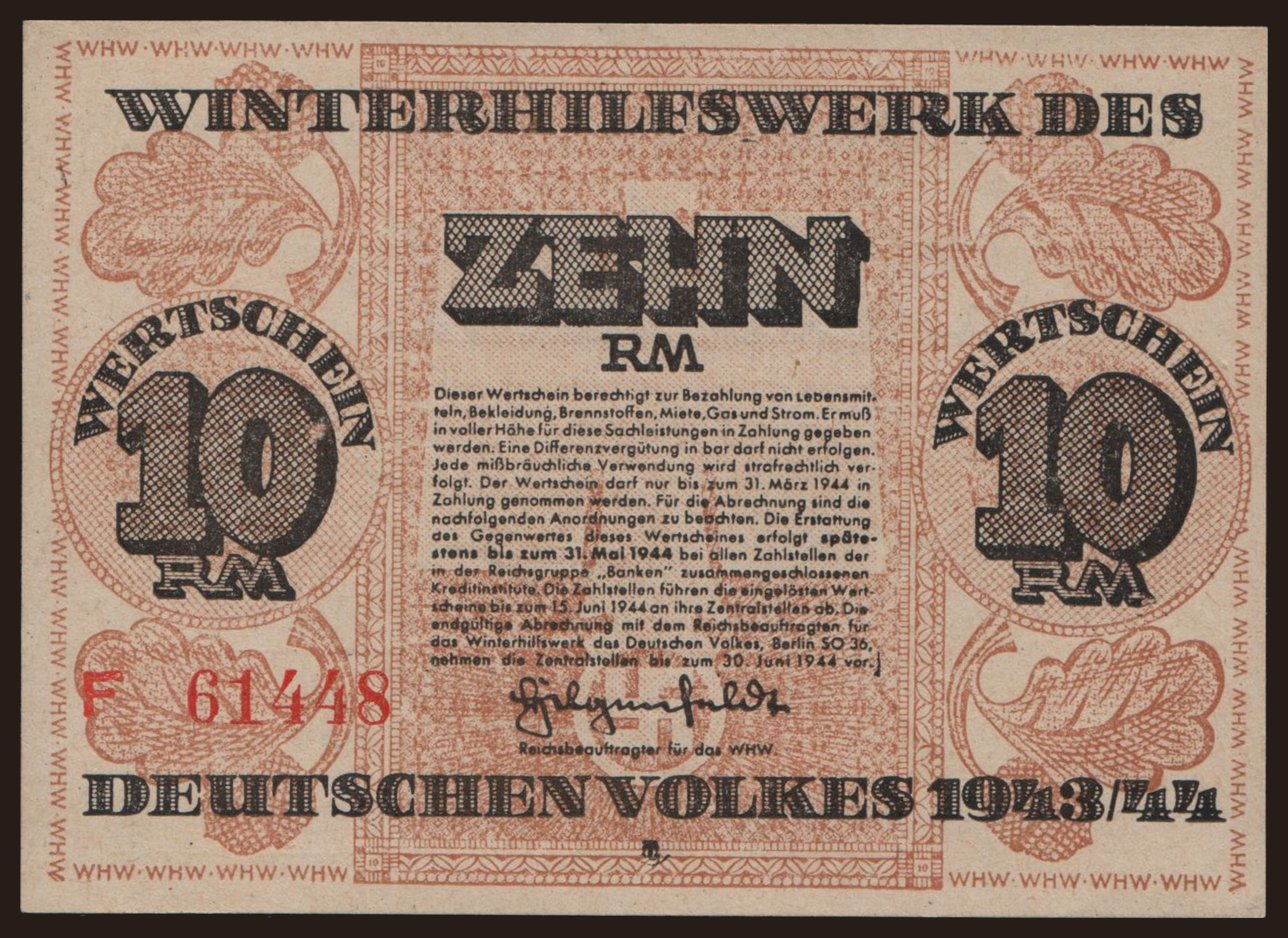 Winterhilfswerk, 10 Reichsmark, 1943