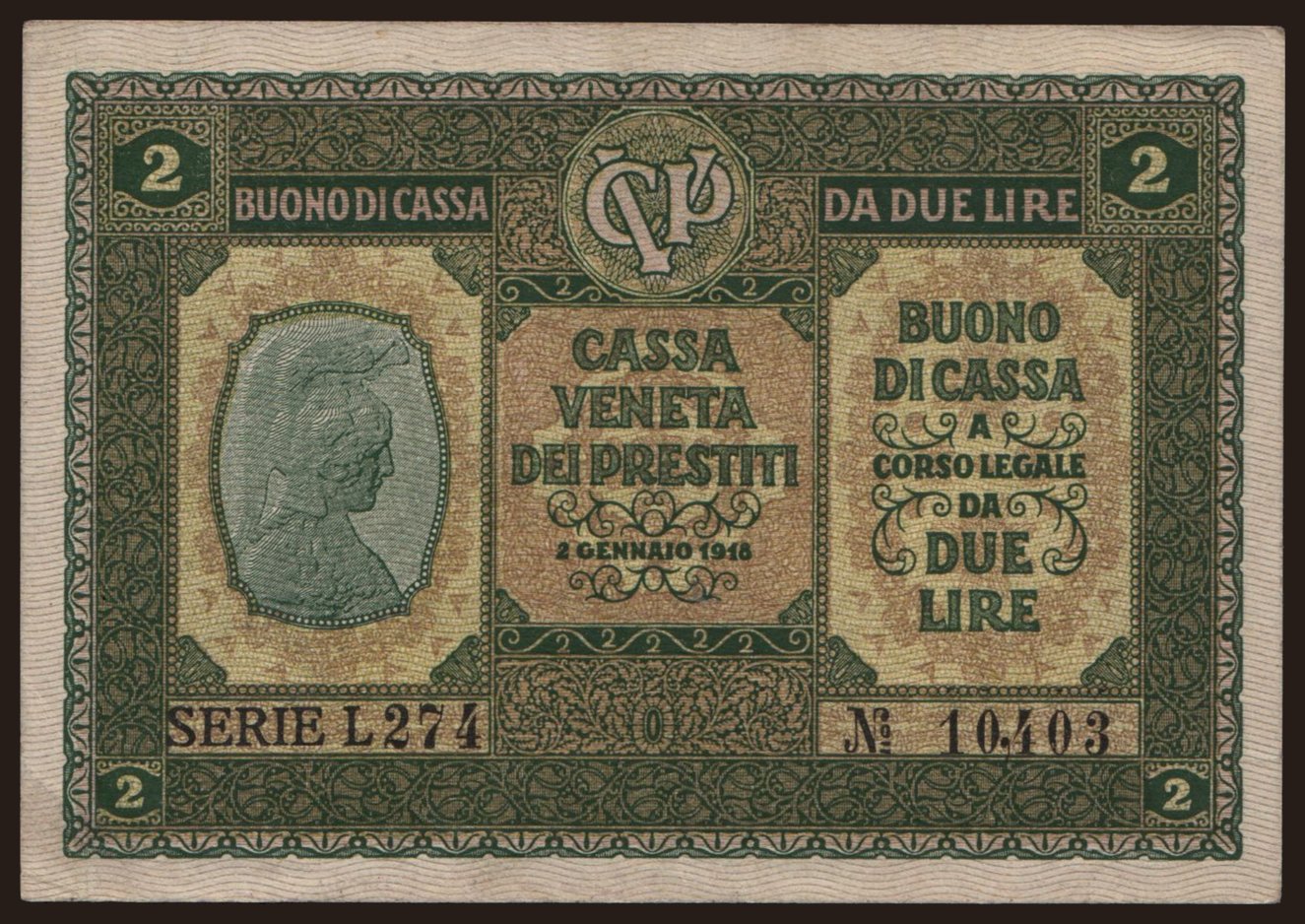 2 lire, 1918