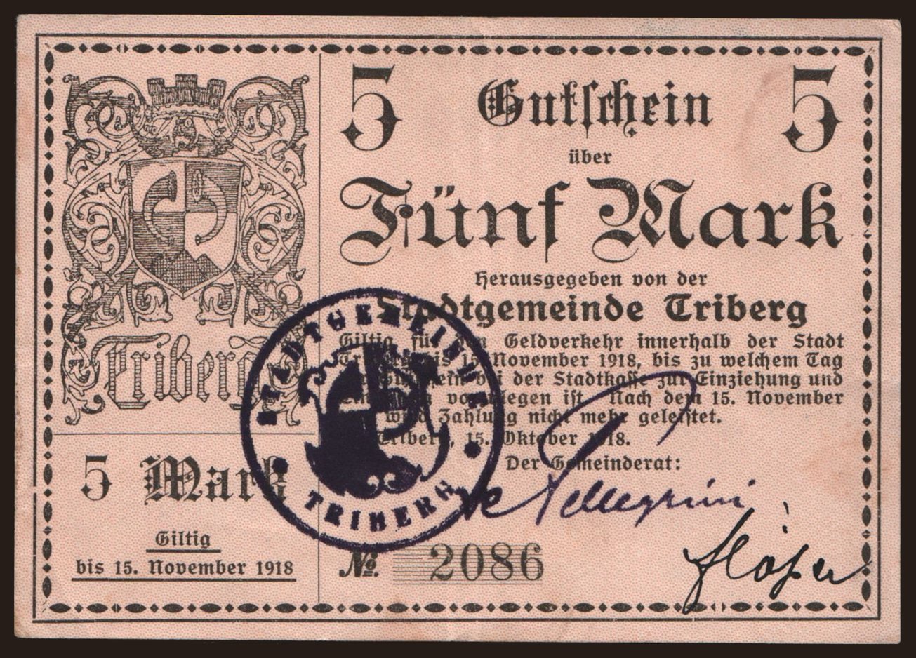 Triberg/ Stadt, 5 Mark, 1918