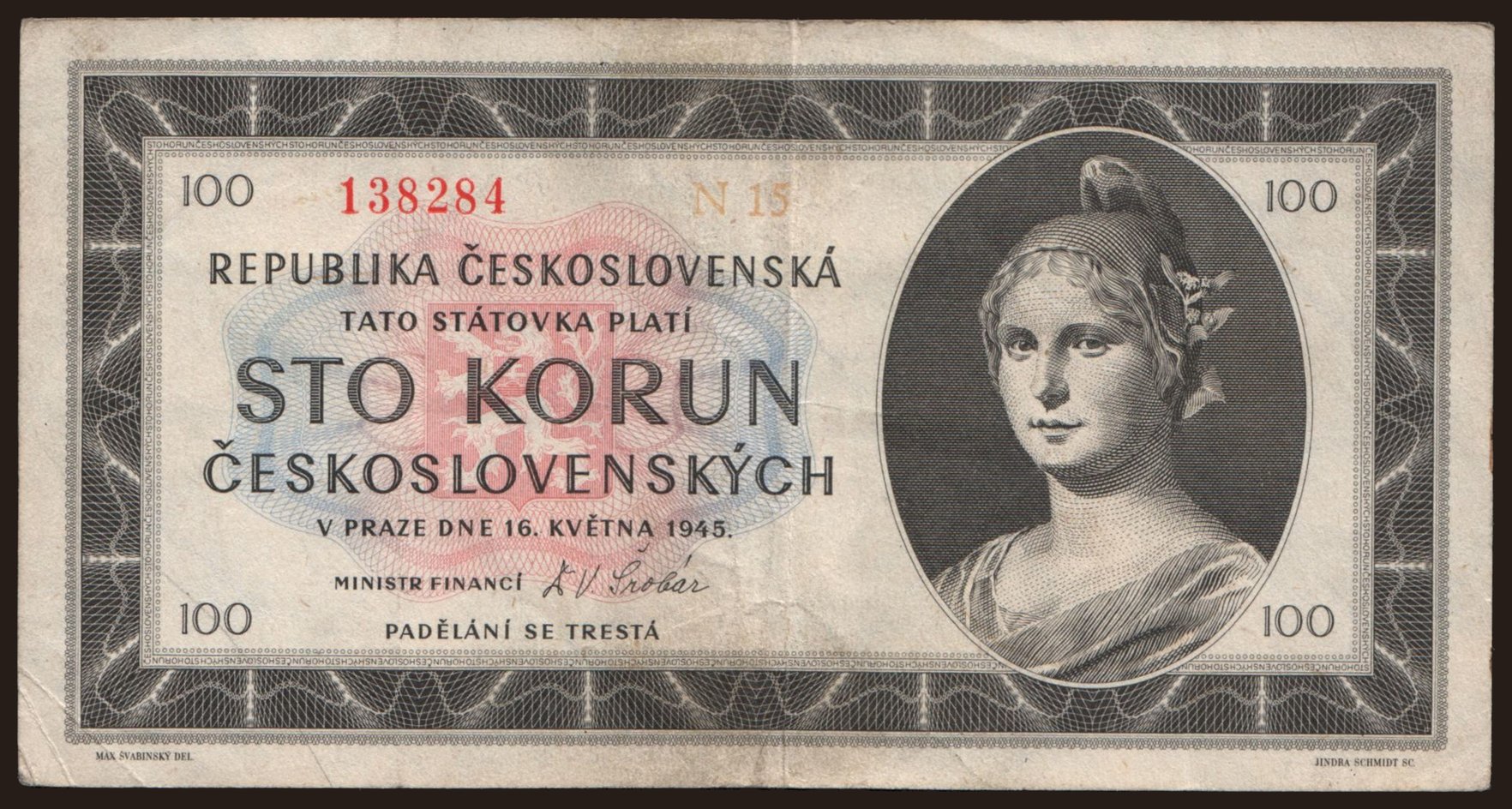 100 korun, 1945