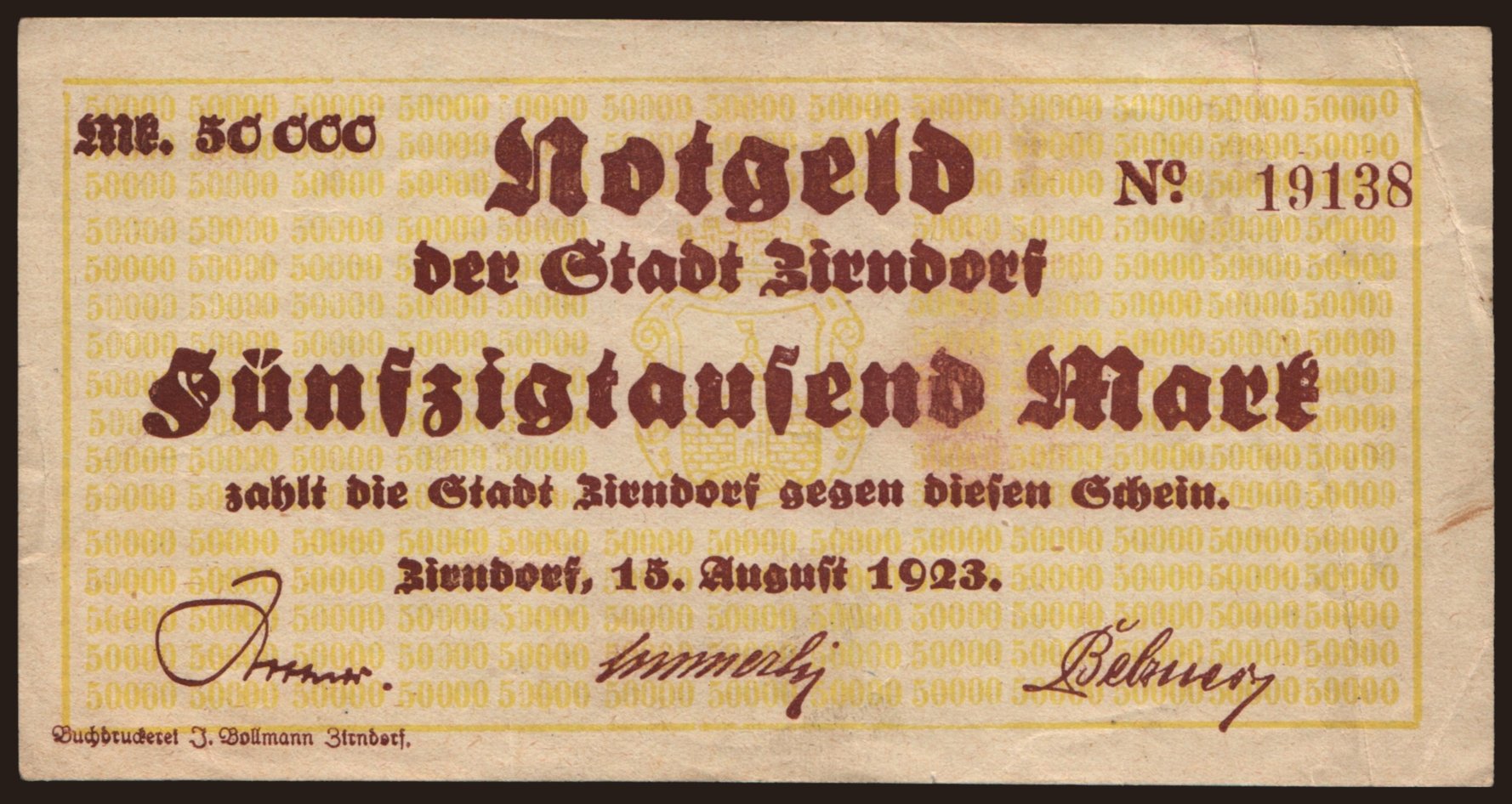 Zirndorf/ Stadt, 50.000 Mark, 1923