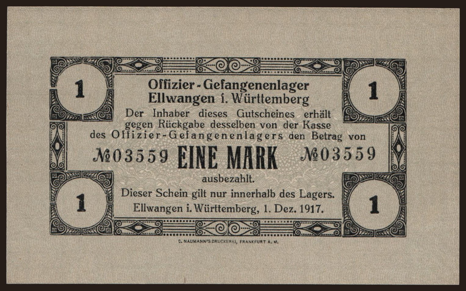 Ellwangen, 1 Mark, 1917