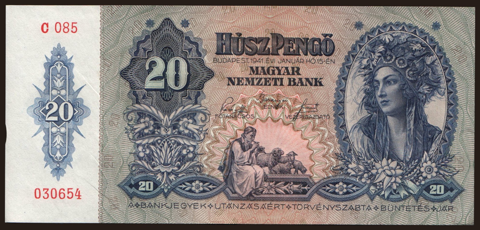 20 pengő, 1941