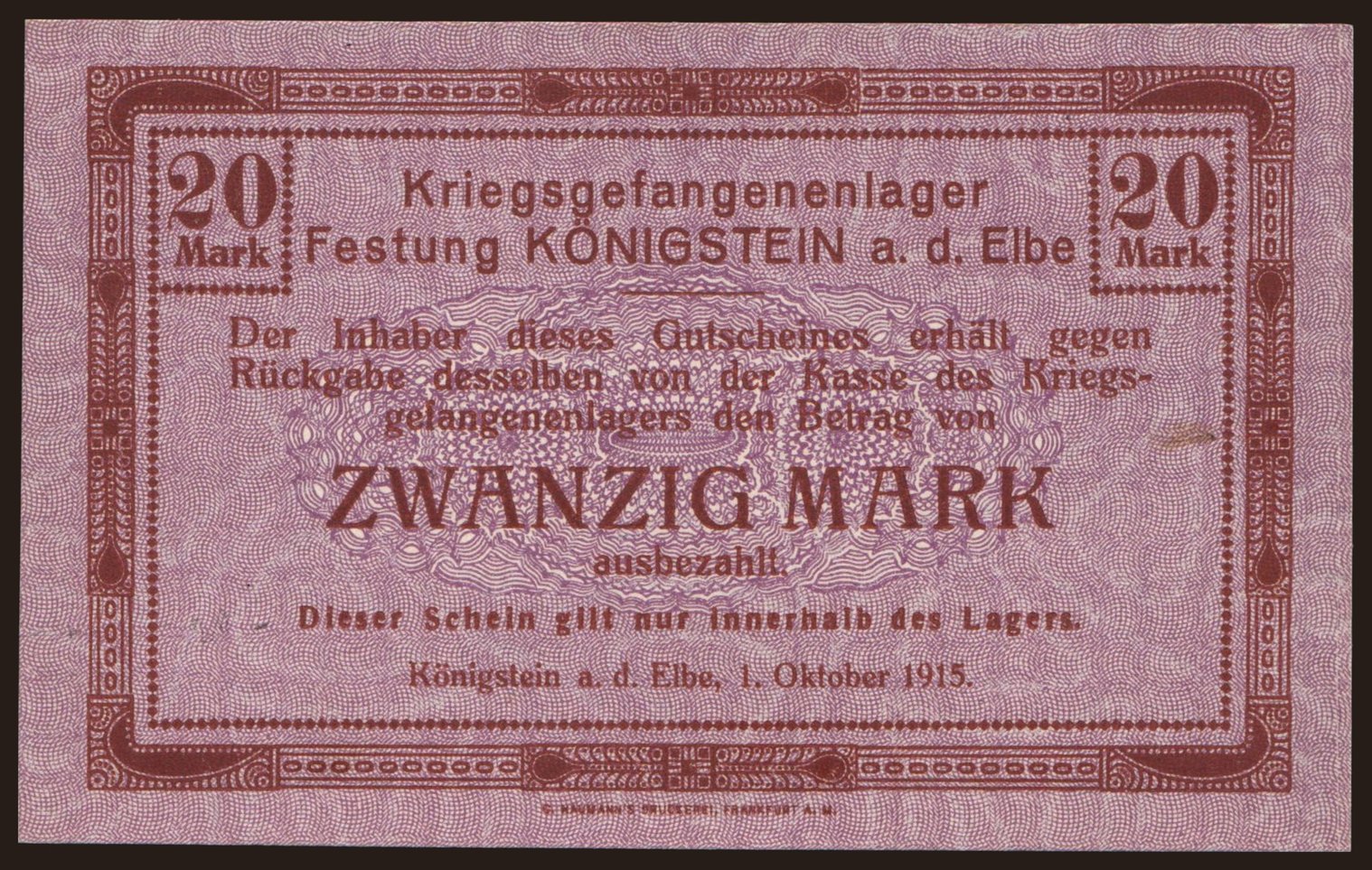 Königstein, 20 Mark, 1915