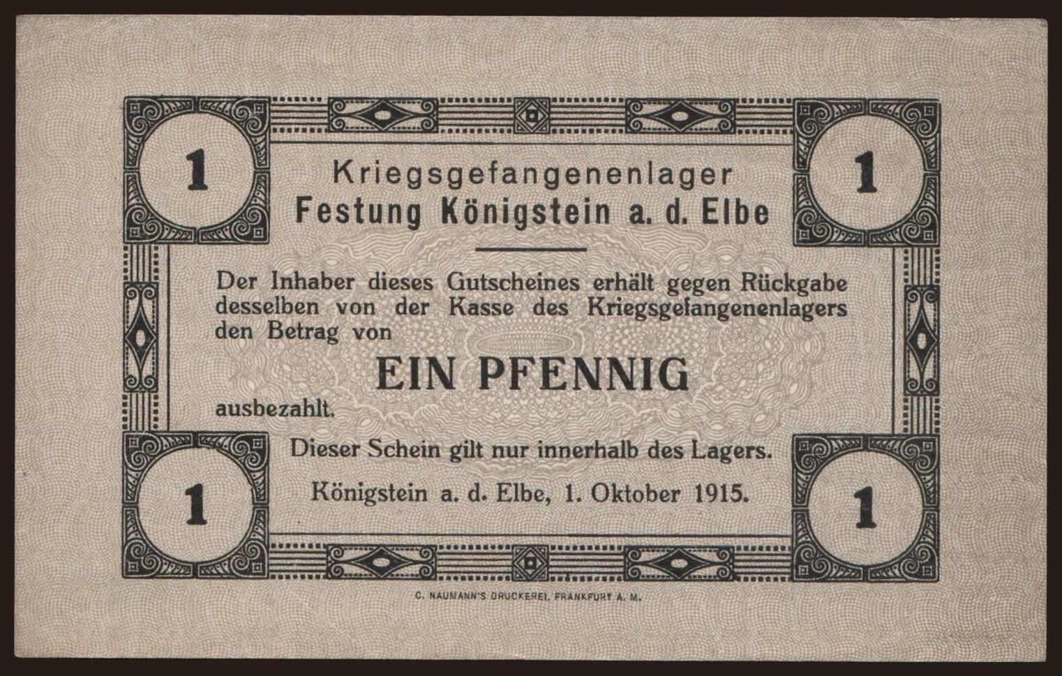 Königstein, 1 Pfennig, 1915