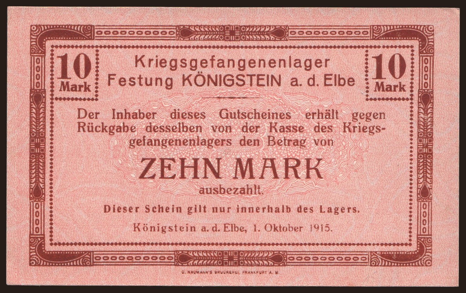 Königstein, 10 Mark, 1915
