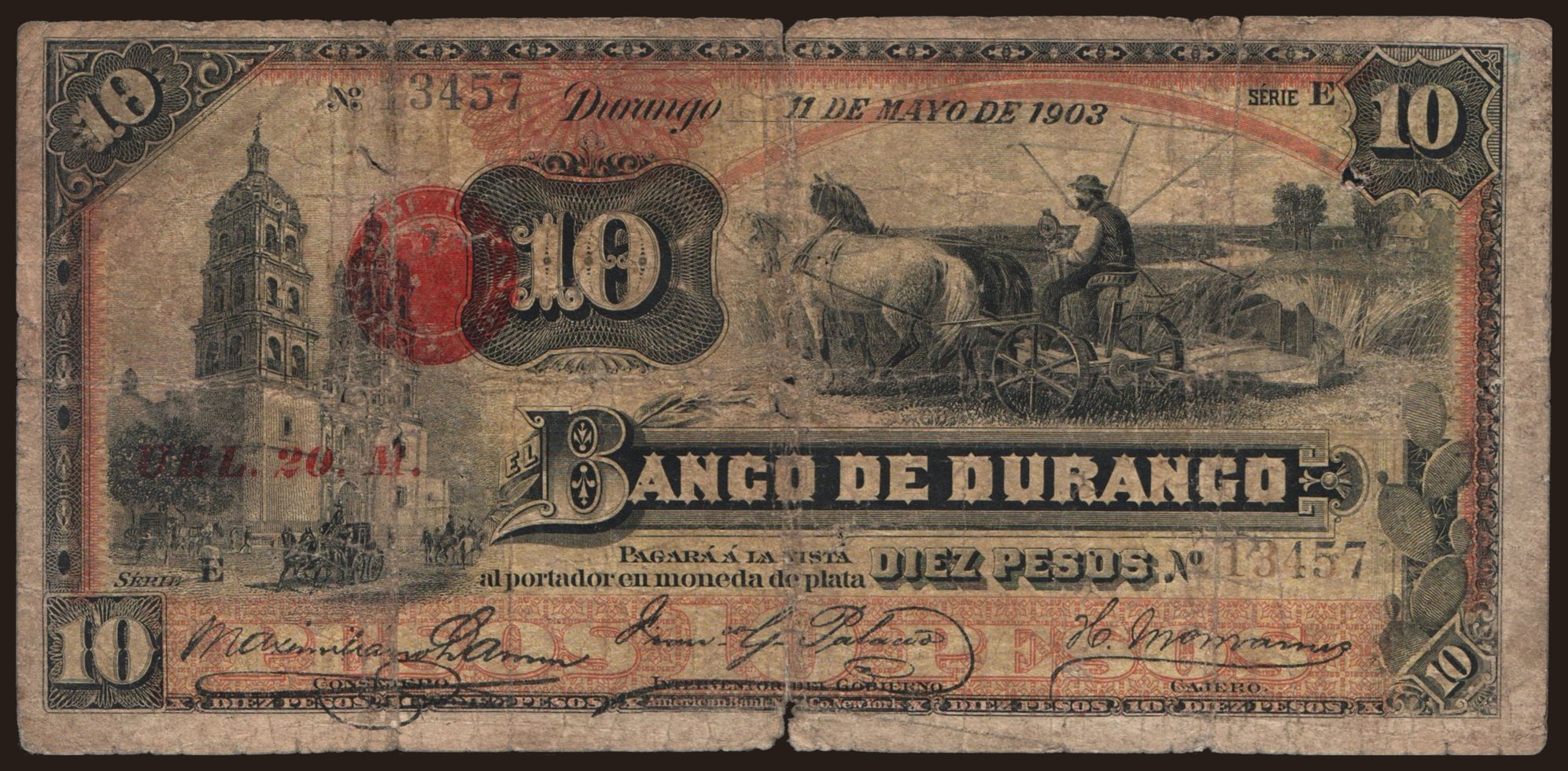 Banco de Durango, 10 pesos, 1903